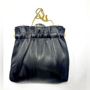 Vintage black satin evening bag by Andé - 1950s